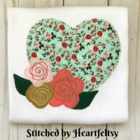 Heart with Flowers Machine Applique Design